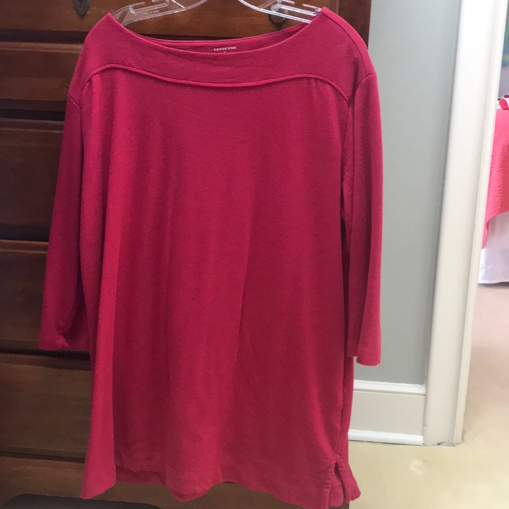 Lands end tunic top L red